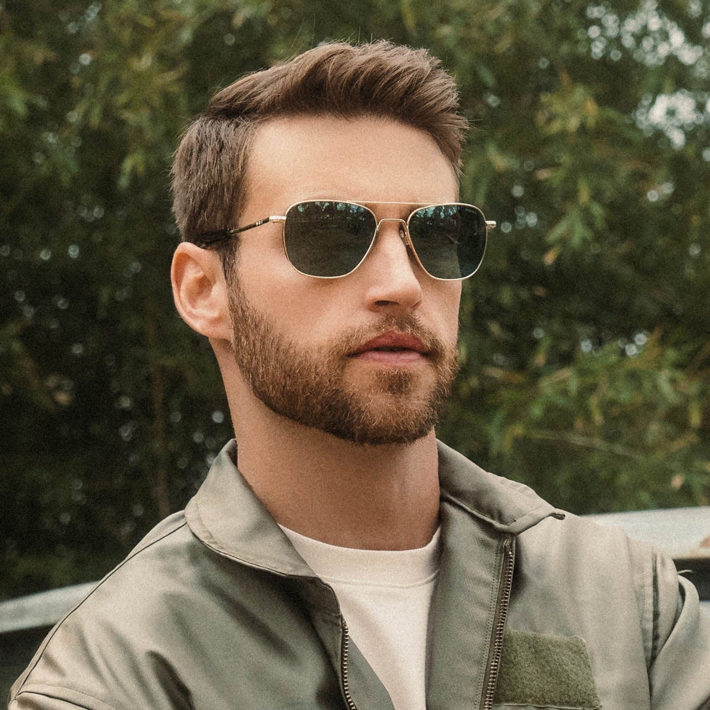 Aviator - 23k Satin Gold & Evergreen