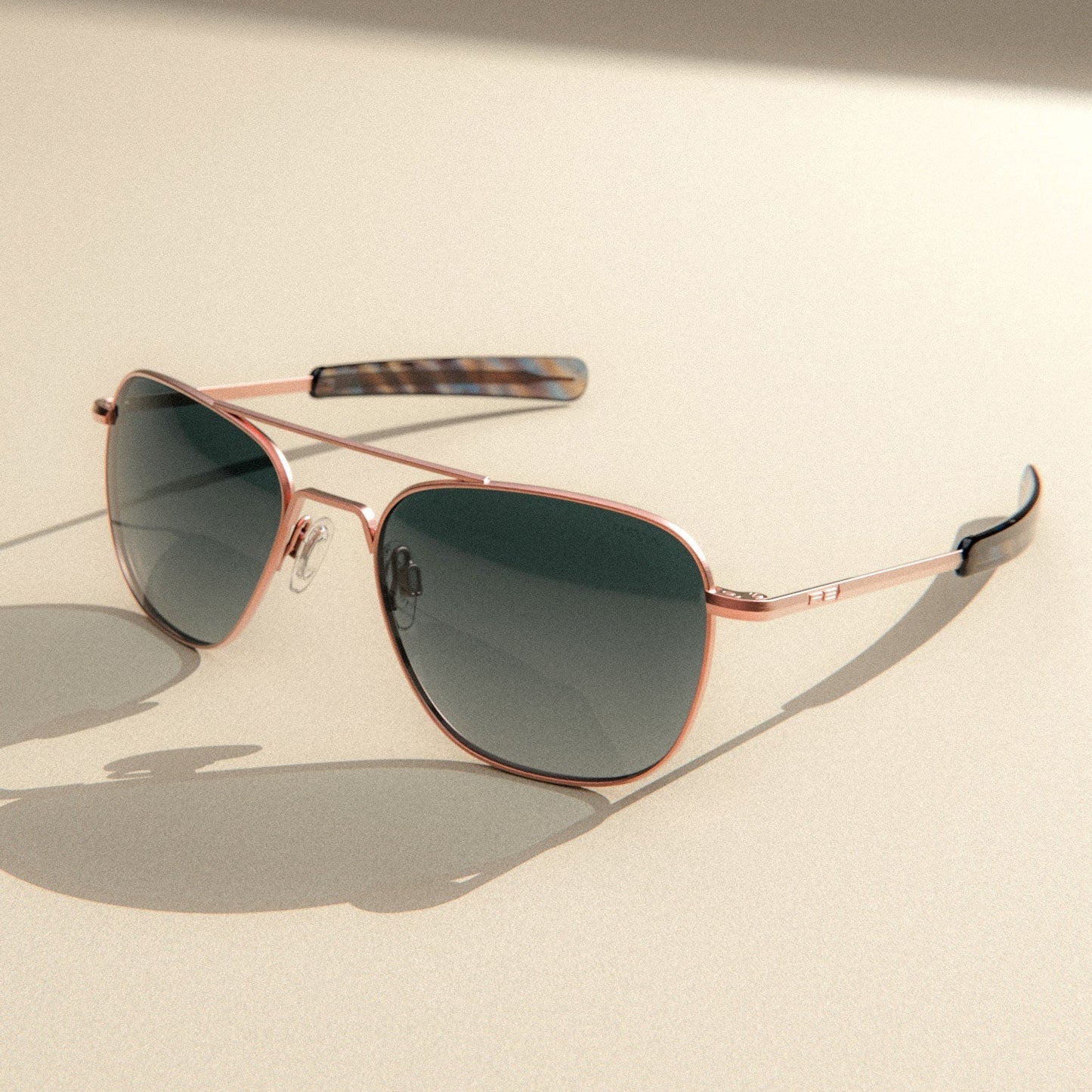Aviator - 22k Satin Rose Gold & Slate